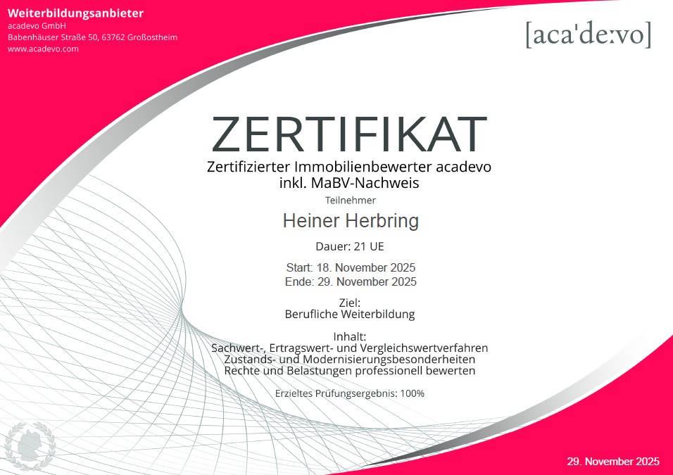 Zertifizierter Immobilienbewerter Heiner Herbring